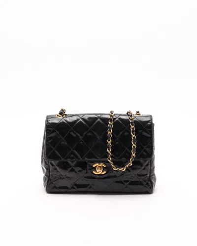 Pre-owned Chanel Classic Vinyl Medium Square Bag In Black