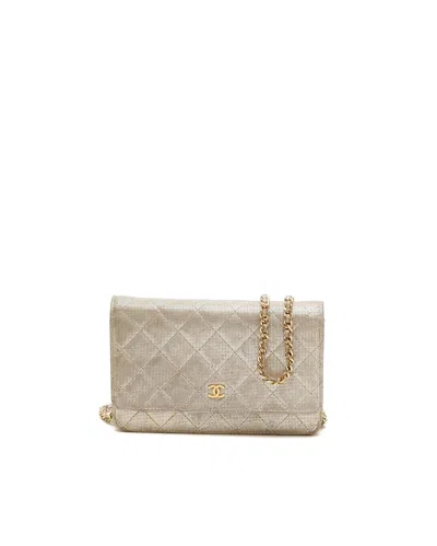 Pre-owned Chanel Classic Wallet On Chain Bag In Gold