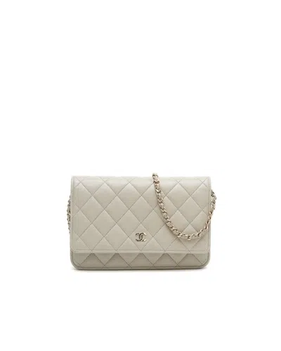 Pre-owned Chanel Classic Wallet On Chain Bag In Gray