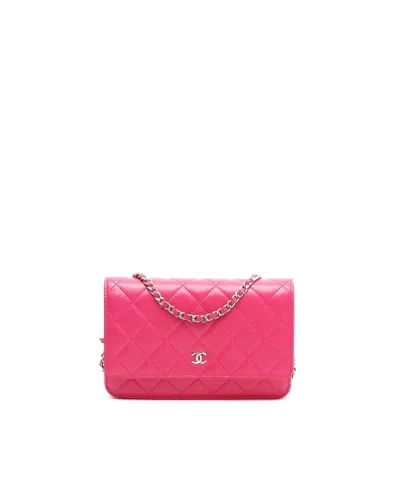 Pre-owned Chanel Classic Wallet On Chain Bag In Pink