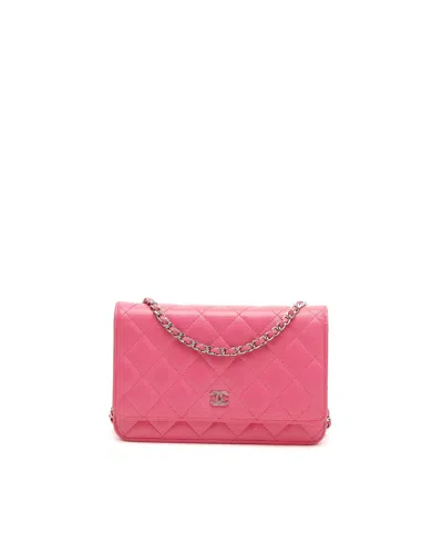 Pre-owned Chanel Classic Wallet On Chain Bag In Pink