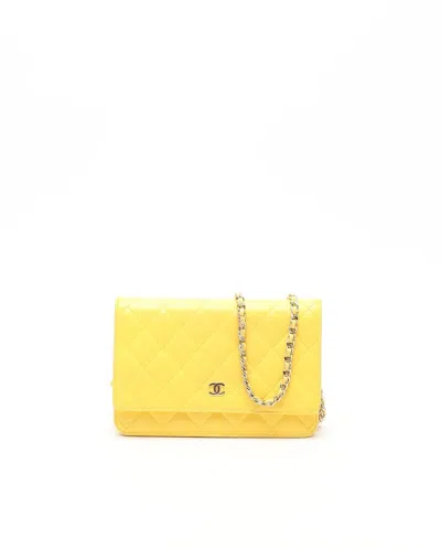 Pre-owned Chanel Classic Wallet On Chain Bag In Yellow