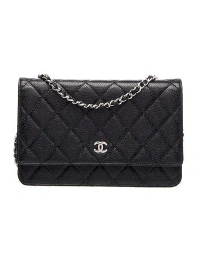 Pre-owned Chanel Classic Wallet On Chain In Black