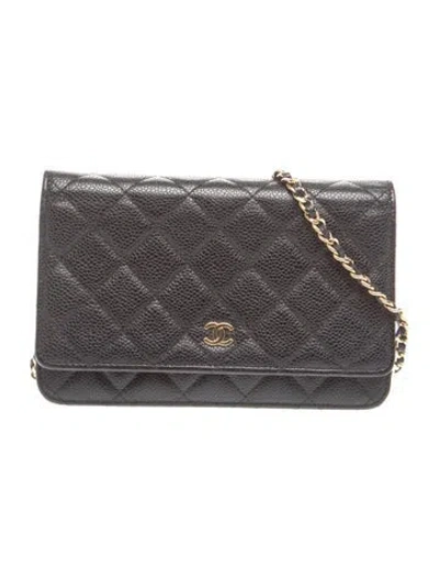 Pre-owned Chanel Classic Wallet On Chain In Black