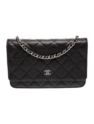 Pre-owned Chanel Classic Wallet On Chain In Black