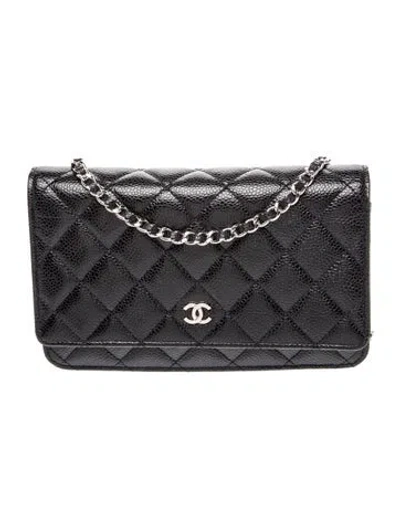 Pre-owned Chanel Classic Wallet On Chain In Black