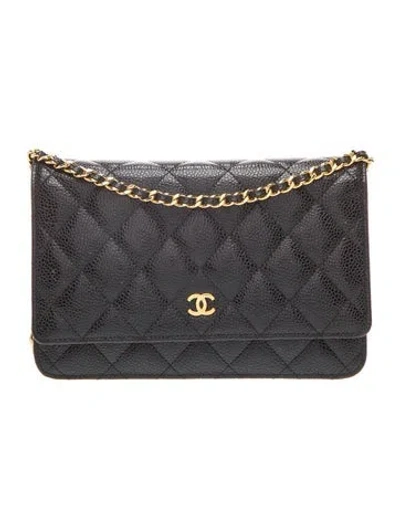 Pre-owned Chanel Classic Wallet On Chain In Black
