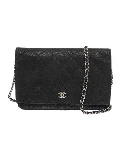 Pre-owned Chanel Classic Wallet On Chain In Black