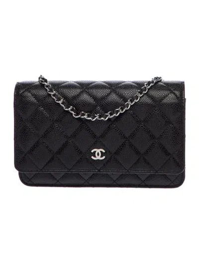 Pre-owned Chanel Classic Wallet On Chain In Black