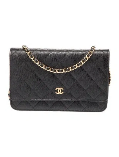 Pre-owned Chanel Classic Wallet On Chain In Black