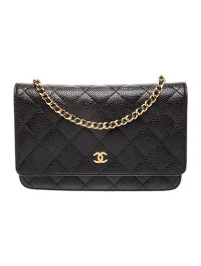 Pre-owned Chanel Classic Wallet On Chain In Black