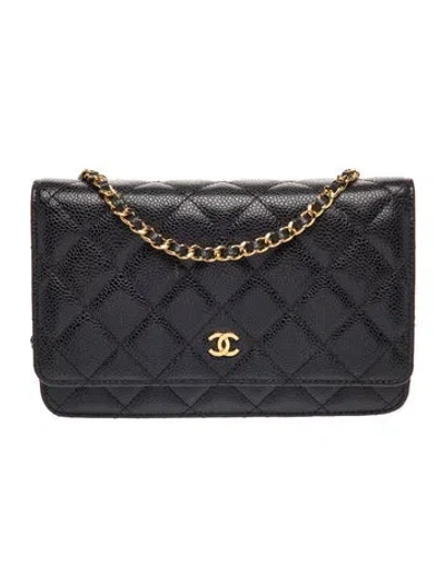 Pre-owned Chanel Classic Wallet On Chain In Black