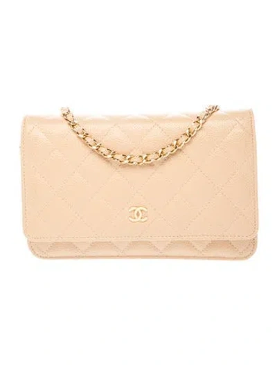 Pre-owned Chanel Classic Wallet On Chain In Neutral