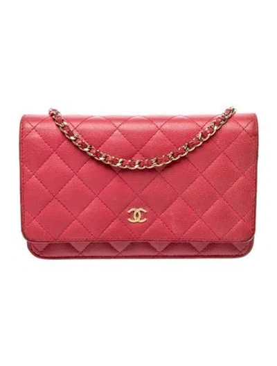 Pre-owned Chanel Classic Wallet On Chain In Pink