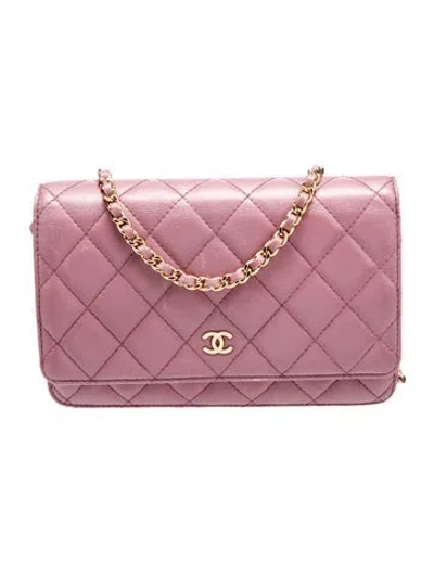 Pre-owned Chanel Classic Wallet On Chain In Purple
