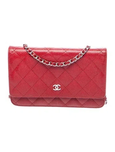 Pre-owned Chanel Classic Wallet On Chain In Red