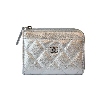 Pre-owned Chanel Classic Zipped Coin Purse Metallic Silver