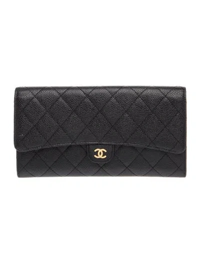 Pre-owned Chanel Classis Flap Wallet In Black