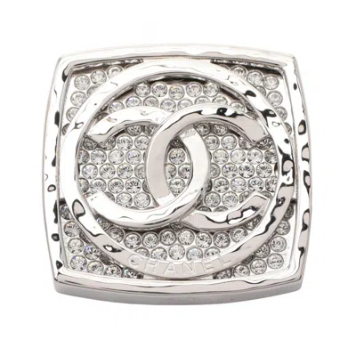 Pre-owned Chanel Clear Rhinestone Stainless Steel Brooch () In Multi