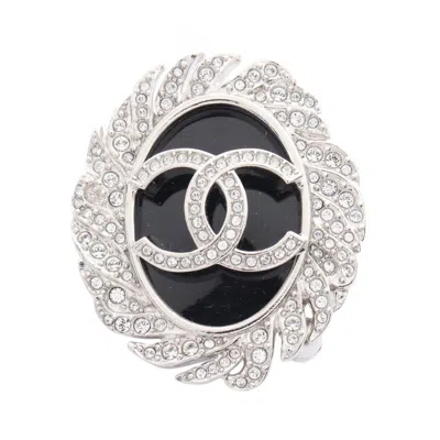 Pre-owned Chanel Clear Rhinestone Stainless Steel Brooch () In Multi