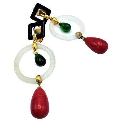 Pre-owned Chanel Clip-on Earring, Consisting Of 4 Parts, Square, Circle And Drop, 1960s In Multi