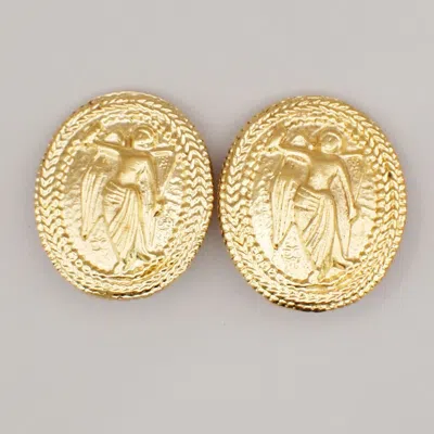 Pre-owned Chanel Clips Bouton Ovale Ange Logo -plated _plated Earrings Jewelry () In Gold