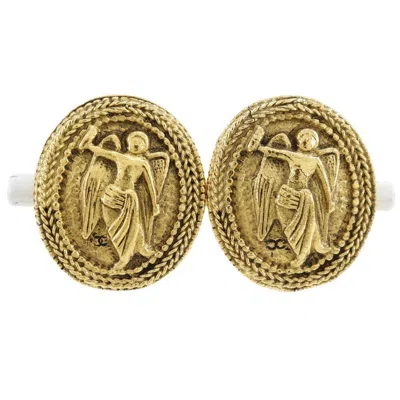 Pre-owned Chanel Clips Bouton Ovale Ange Logo -plated _plated Earrings Jewelry () In Gold