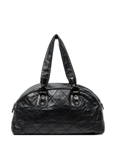 Pre-owned Chanel Cloudy Bundle Diamond-quilted Tote Bag In Black