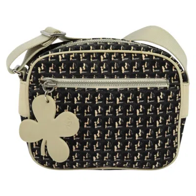 Pre-owned Chanel Clover Canvas Shoulder Bag () In Black