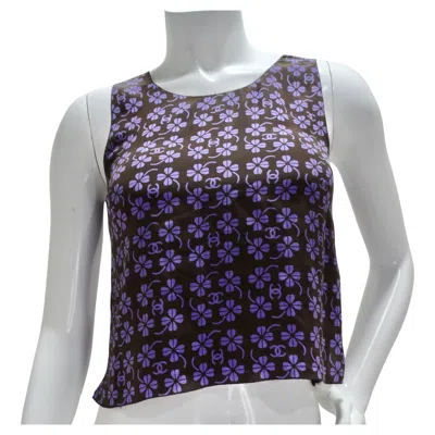 Pre-owned Chanel Clover Cc Logo Print Sleeveless Shirt In Gray