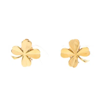 Pre-owned Chanel Clover Earrings Gp Gold 95p