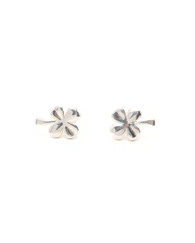 Pre-owned Chanel Clover Earrings In Silver