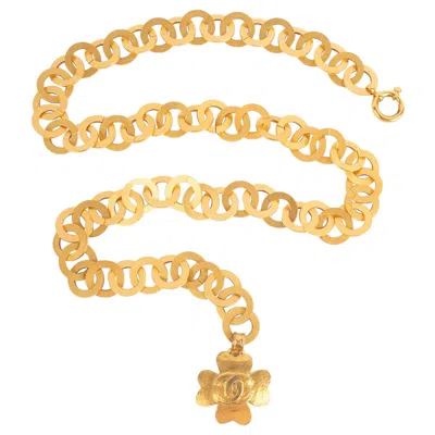 Pre-owned Chanel Clover Golden Metal Belt, 1995 In Orange