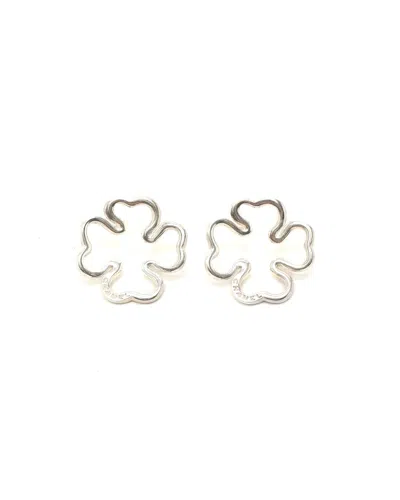 Chanel Clover Silver Earrings
