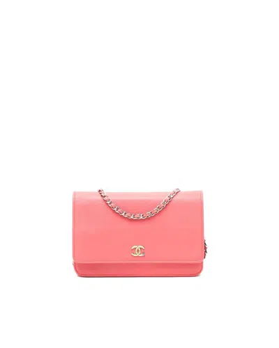 Pre-owned Chanel Clover Wallet On Chain Bag In Pink