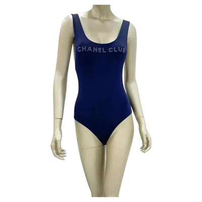 Pre-owned Chanel Club Navy One Piece Swimsuit In Blue