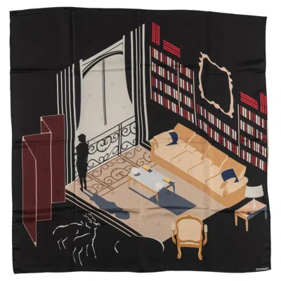 Pre-owned Chanel Coco's Apt Interlocking Cc Scarf In Black