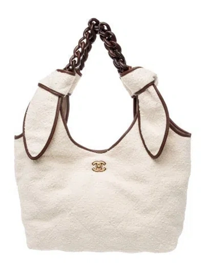 Pre-owned Chanel Coco Beach Maxi Hobo In Neutrals