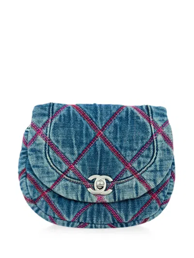 Pre-owned Chanel Coco Beach Quilted Crossbody Bag In Blue