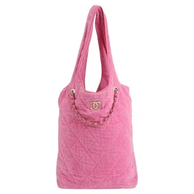 Pre-owned Chanel Coco Beach Quilted Hobo Pink Soft Cloth 2023