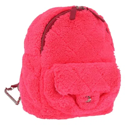 Pre-owned Chanel Coco Beach Quilted Terry Cloth Pink Cotton Backpack Bag ()