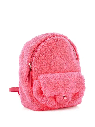 Pre-owned Chanel Coco Beach Quilted Terry Cloth Small Backpack In Pink