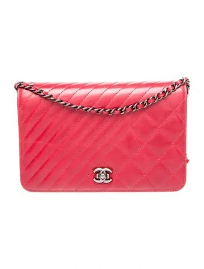 Pre-owned Chanel Coco Boy Wallet On Chain In Red