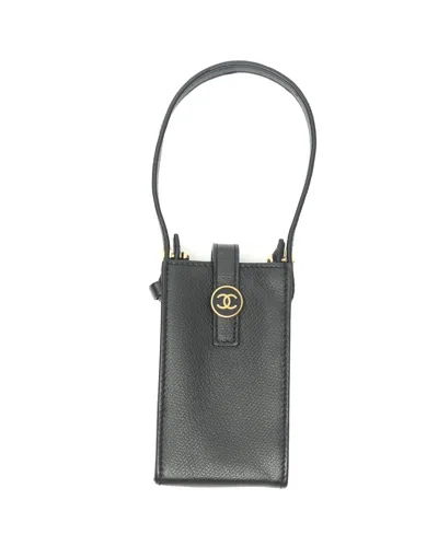 Pre-owned Chanel Coco Button Mini Case In Black
