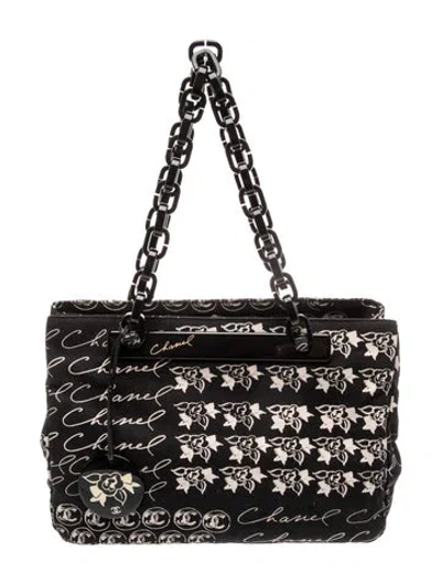 Pre-owned Chanel Coco Camellia Tote In Black