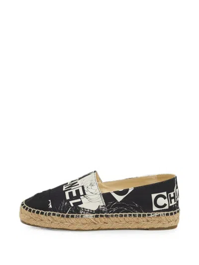 Pre-owned Chanel Coco Cap-toe Espadrilles In Black