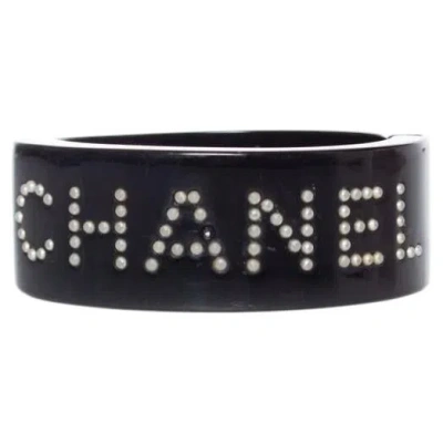 Pre-owned Chanel , Coco  Studded Clasp Bangle In Black