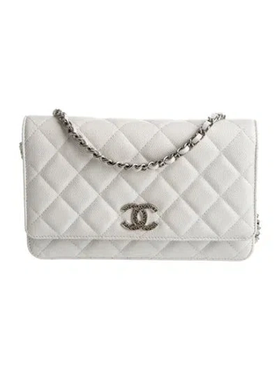 Pre-owned Chanel Coco  Wallet On Chain In White