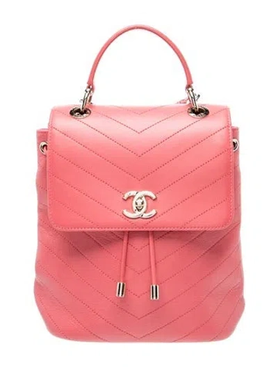Pre-owned Chanel Coco Chevron Backpack In Pink