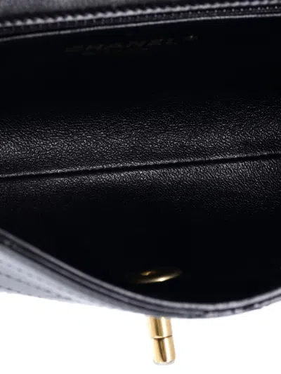 Pre-owned Chanel Coco Chevron Waist Bag Stitched Calfskin Belt Bag In Black